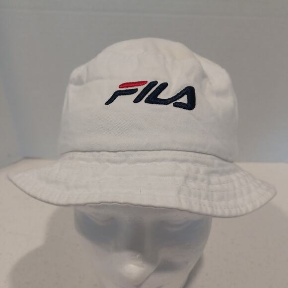 FILA Unisex Bucket Hat White One Size Speed Logo - Picture 1 of 5